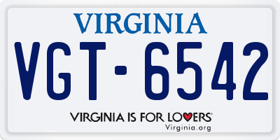 VA license plate VGT6542