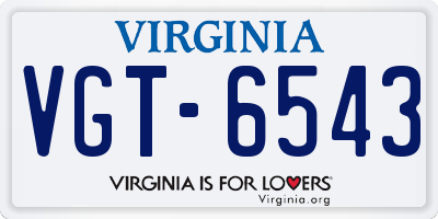 VA license plate VGT6543