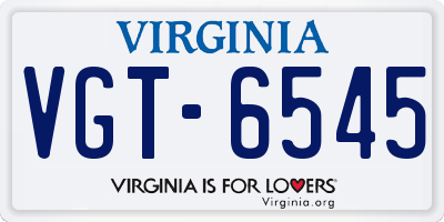 VA license plate VGT6545