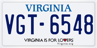 VA license plate VGT6548