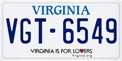 VA license plate VGT6549
