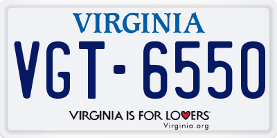 VA license plate VGT6550