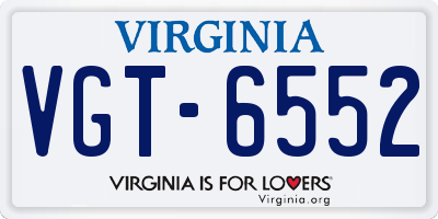 VA license plate VGT6552