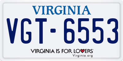 VA license plate VGT6553