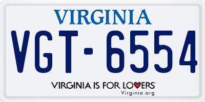 VA license plate VGT6554