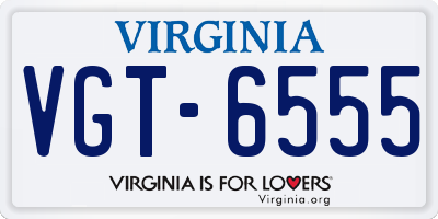 VA license plate VGT6555