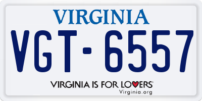 VA license plate VGT6557