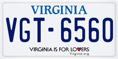 VA license plate VGT6560