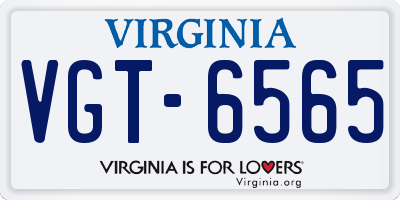 VA license plate VGT6565