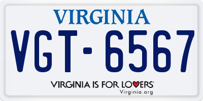 VA license plate VGT6567