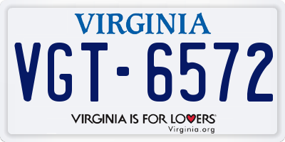 VA license plate VGT6572