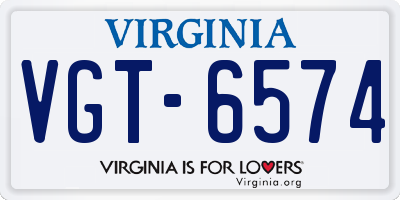 VA license plate VGT6574