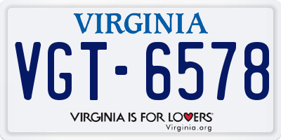 VA license plate VGT6578