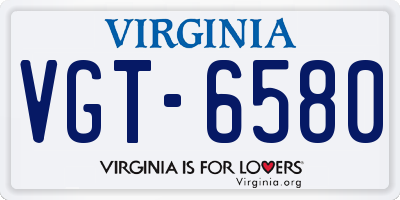 VA license plate VGT6580