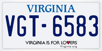 VA license plate VGT6583