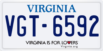 VA license plate VGT6592