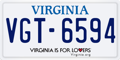 VA license plate VGT6594