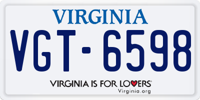 VA license plate VGT6598