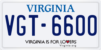 VA license plate VGT6600