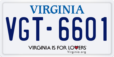 VA license plate VGT6601