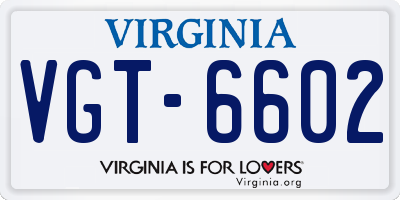 VA license plate VGT6602
