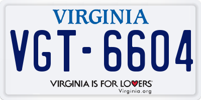 VA license plate VGT6604