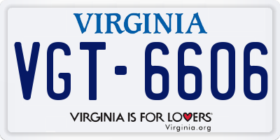 VA license plate VGT6606