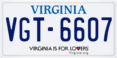 VA license plate VGT6607