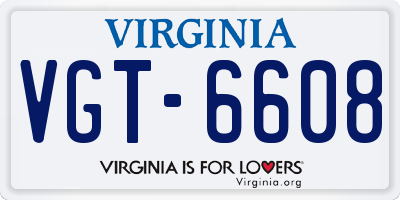 VA license plate VGT6608