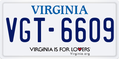 VA license plate VGT6609