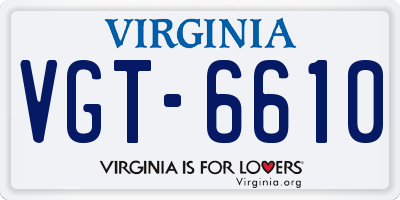 VA license plate VGT6610