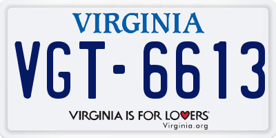 VA license plate VGT6613