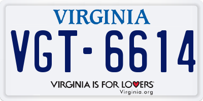 VA license plate VGT6614