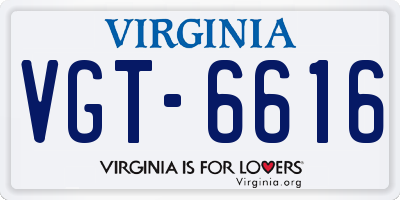 VA license plate VGT6616