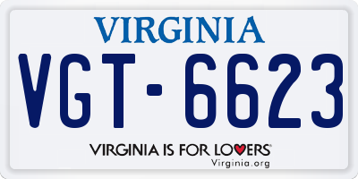 VA license plate VGT6623