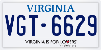 VA license plate VGT6629