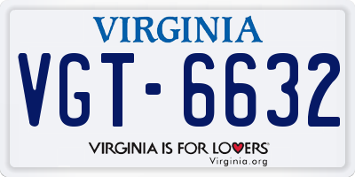 VA license plate VGT6632