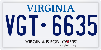 VA license plate VGT6635