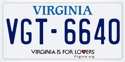 VA license plate VGT6640