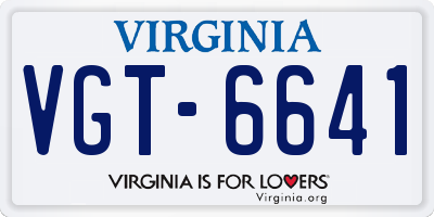 VA license plate VGT6641