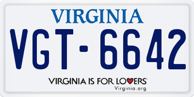 VA license plate VGT6642