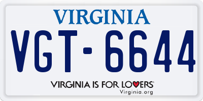 VA license plate VGT6644
