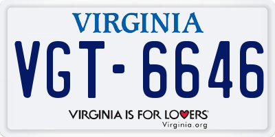 VA license plate VGT6646