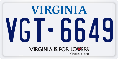 VA license plate VGT6649