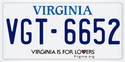 VA license plate VGT6652