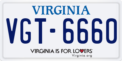VA license plate VGT6660
