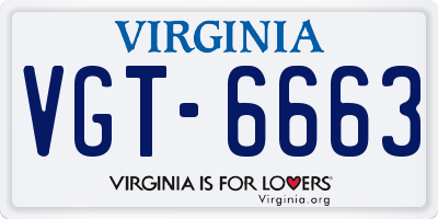 VA license plate VGT6663