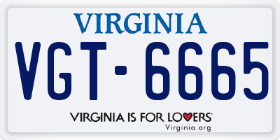 VA license plate VGT6665