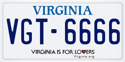 VA license plate VGT6666