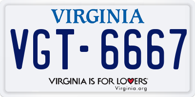 VA license plate VGT6667